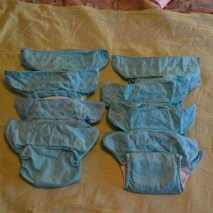 8 teal BumGenius Freetime All-in-1 cloth diapers